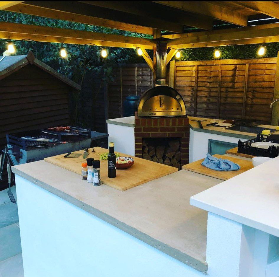 outside cooking area - night