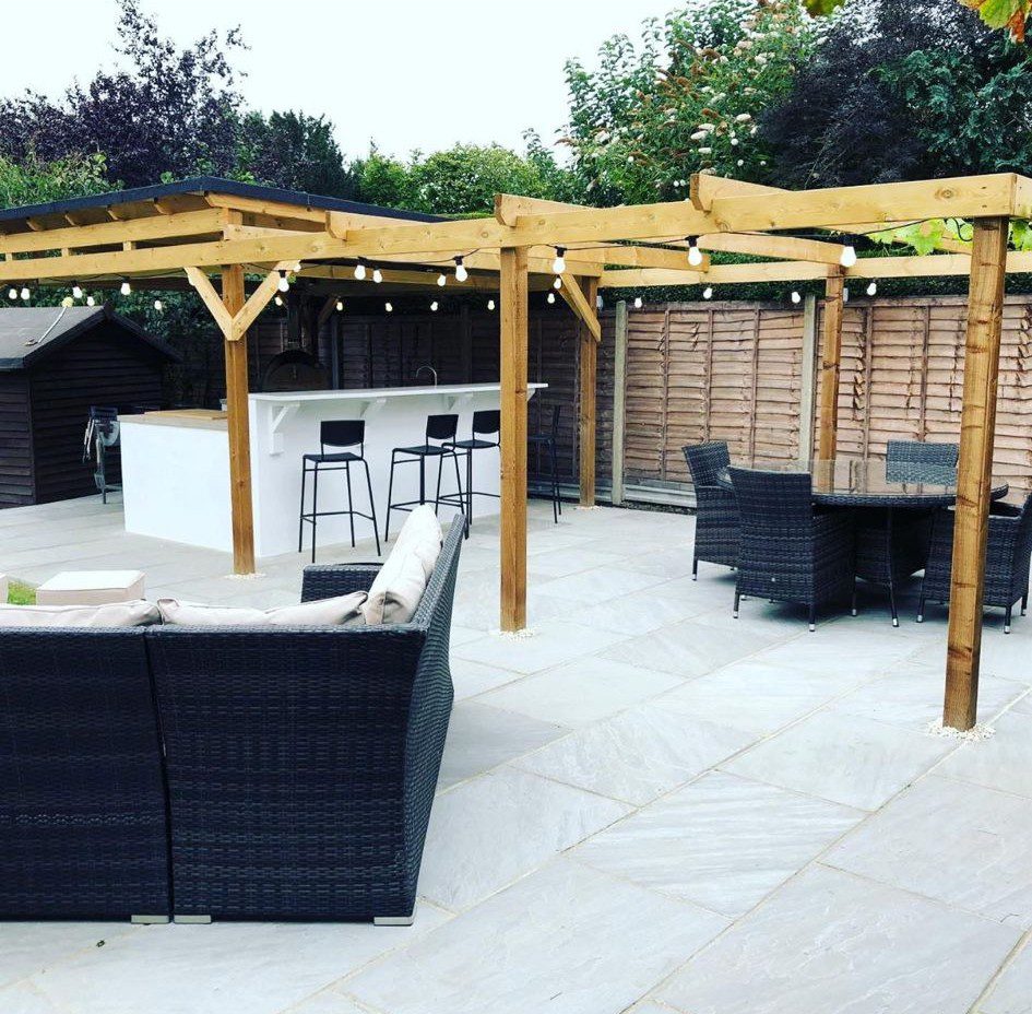 pergola and outside kitchen
