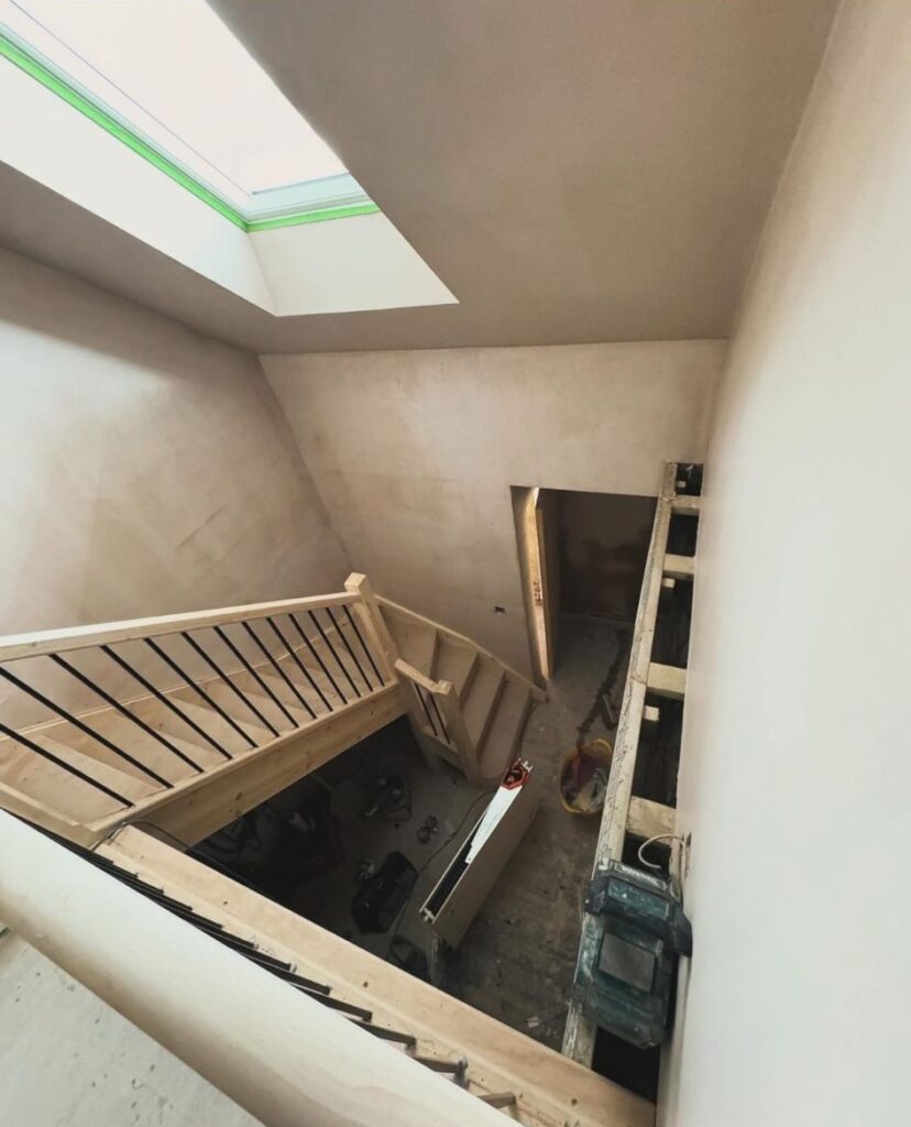 Stairs from above showing handrail